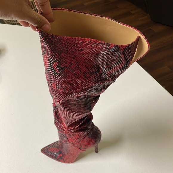 Gently Used Jessica Simpson Red Snakeskin Knee-High Boots - Picture 7 of 10